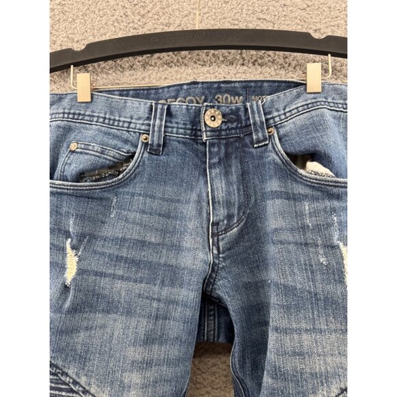 Decoy Moto Style Distressed Blue Denim Jeans Size 30 - Picture 4 of 11